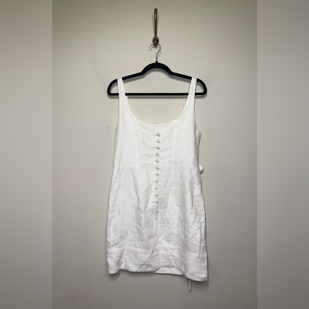 FARM Rio Off-White Sleeveless Euroflax Premium Linen Mini Dress - Picture 6 of 8